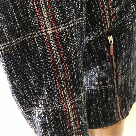 Muchmoney Women’s Tweed Blazer Size M Navy Blue Zipper Longsleeve Jacket - Picture 4 of 8